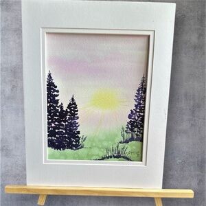 Hand-Made New Watercolor Art Pink Skies
